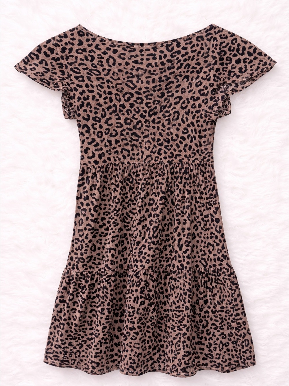 Jessica Simpson Leopard Print Mini Dress Small Cottagecore Boho Babydoll Dress - Picture 2 of 3